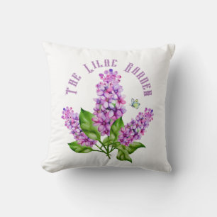 Coussin Élégante branche lilas aquarelle