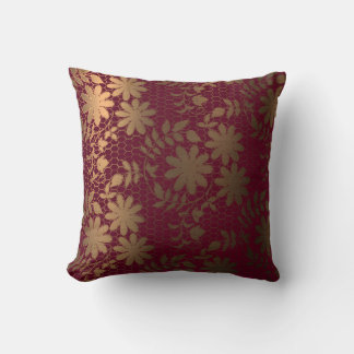 Coussin Elégante bronze floral sur grille hexagonale