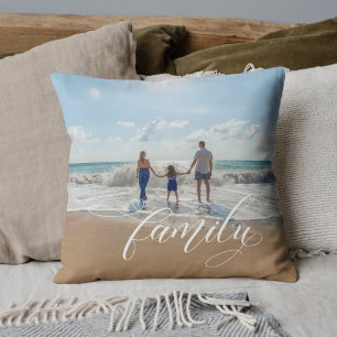 Coussin Élégante calligraphie Famille Photo