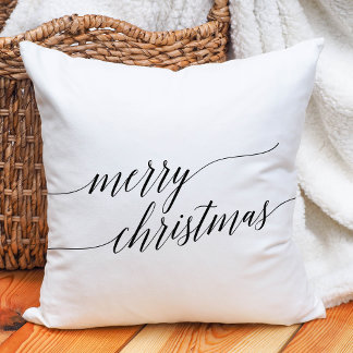 Coussin Élégante calligraphie noire Joyeux Noël