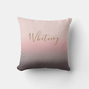 Coussin Élégante calligraphie rose violet Nom