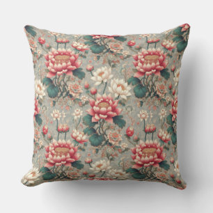 Coussin Élégante Chinoiserie Lotus