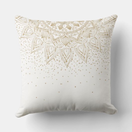 Coussin Elégante conception de points Mandala Or (Verso)