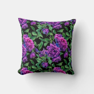 Coussin Élégante couleur magenta violet fleurs
