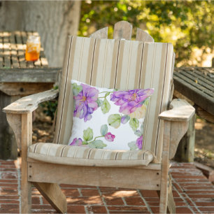 Coussin Elégante couleur rose violet aquarelle florale