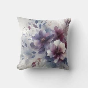 Coussin Elégante couleur violet aquarelle Floral