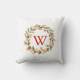 Coussin Élégante couronne de Noël Monogram