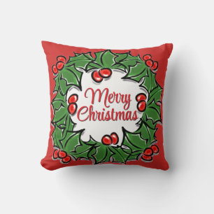 Coussin Élégante couronne de Noël sainte personnaliser