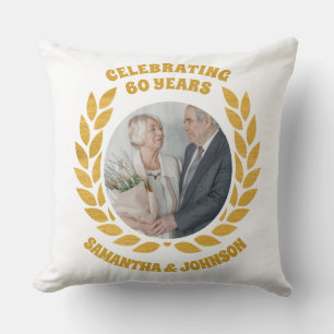 Coussin Élégante couronne d'or photo 60e anniversaire de M