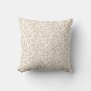 Coussin Élégante crème Rose Floral