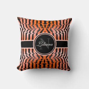 Coussin Elégante esthétique Peau de tigre orange et noir
