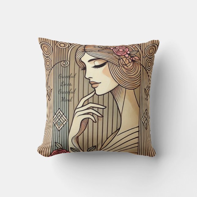 Coussin Élégante et élégante dame Vintage Impression (Recto)