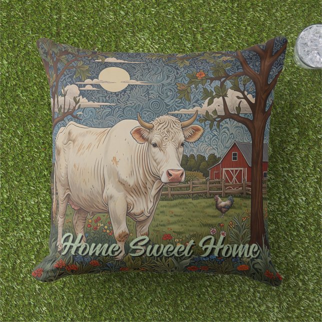 Coussin Élégante ferme de vache chic à la campagne (Herbe)