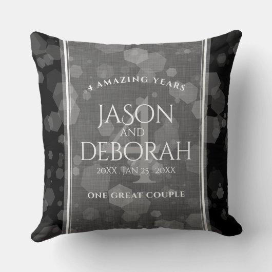 Coussin Élégante fête du 4e anniversaire du Mariage de lin (Verso)