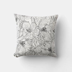 Coussin Elégante floraison de cerisiers Design noir blanc
