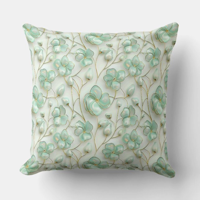 Coussin Élégante Florale Verte (Recto)