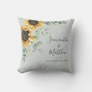 Coussin Élégante flore de tournesol et d'eucalyptus