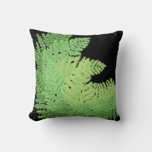 Coussin Élégante fougères vertes feuilles de bois