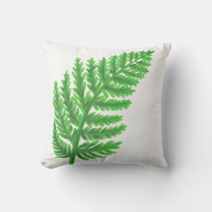 Coussin Élégante fougères vertes feuilles de bois