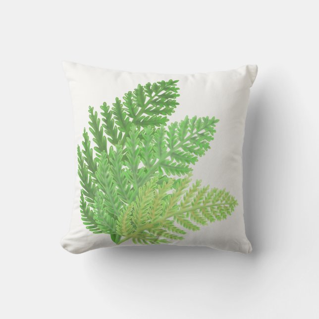 Coussin Élégante fougères vertes feuilles de bois (Recto)