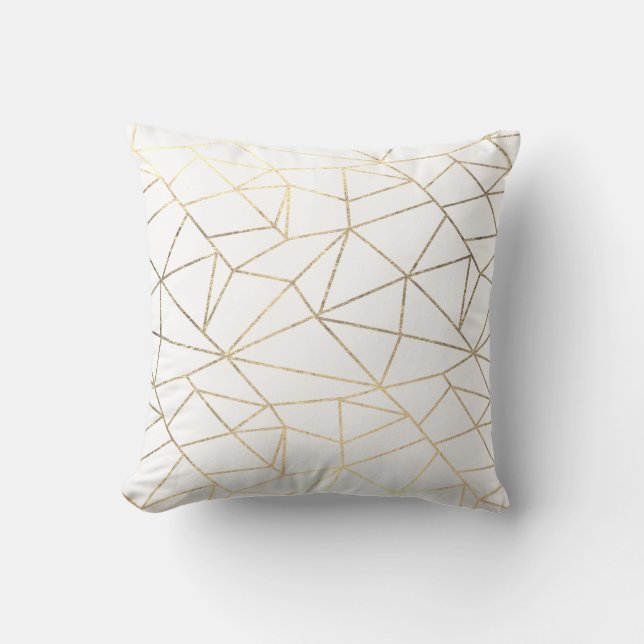 Coussin Elégante géométrie élégante en or blanc (Recto)