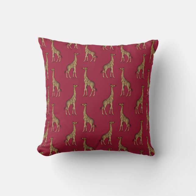 Coussin Elégante Gold Bourgogne Giraffe Imprimer Élégant J (Recto)