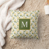 Coussin Élégante Hydragea Jaune Monogramme Floral (Couverture)