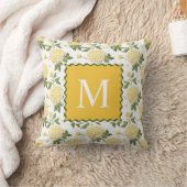 Coussin Élégante Hydragea Jaune Monogramme Floral (Couverture)
