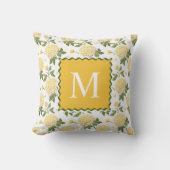 Coussin Élégante Hydragea Jaune Monogramme Floral (Recto)