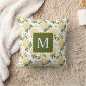 Coussin Élégante Hydragea Jaune Monogramme Floral (Couverture)