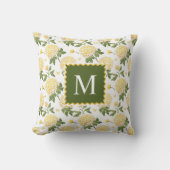 Coussin Élégante Hydragea Jaune Monogramme Floral (Recto)
