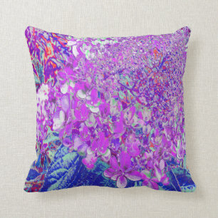 Coussin Élégante Hydrangée violette et bleu limelight