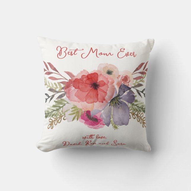 Coussin Elégante jolie aquarelle Florals Fête des mères (Recto)