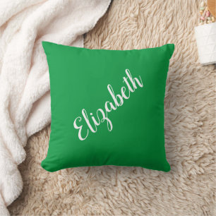 Coussin Élégante Kelly Green Votre propre nom Typographie