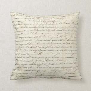 Coussin Élégante lettre manuscrite Vintage