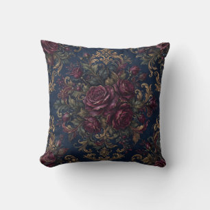 Coussin Élégante ligne d'art botanique tropical en or