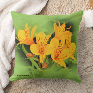 Coussin Elégante Lys de l'Alstroemeria Jaune Incas