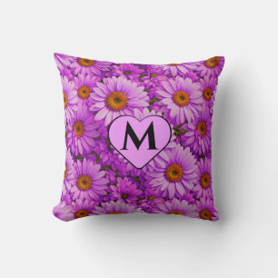 Coussin Élégante marguerite florale magenta rose foncé