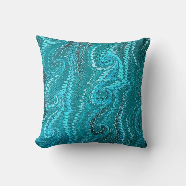 Coussin Élégante Motif en marbre moderne Abstrait Blue Swi (Recto)