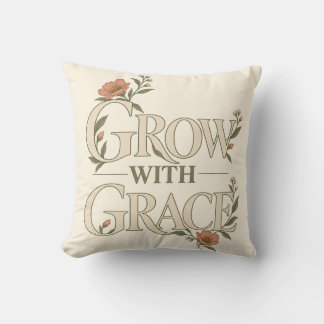 Coussin Élégante œuvre d'art botanique florale Grow With G