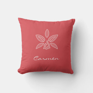 Coussin Elégante Orchidée Simple Fleur Rouge Chaud Avec No
