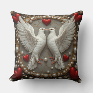 Coussin Élégante paire de colombes symbolisant l'amour et