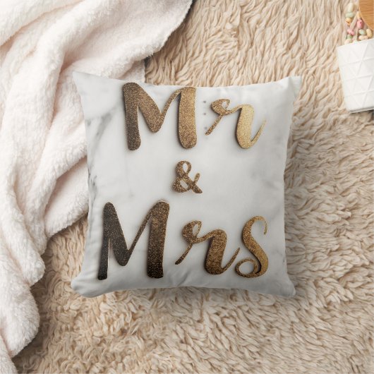 Coussin Elégante Parties scintillant d'or "Mr & Mrs" sur u (Couverture)