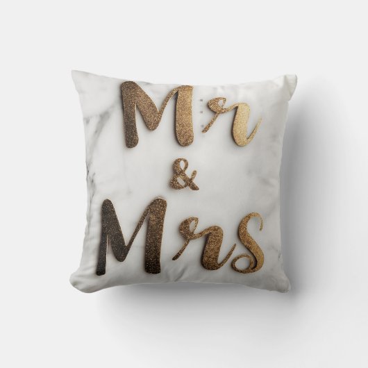 Coussin Elégante Parties scintillant d'or "Mr & Mrs" sur u (Recto)