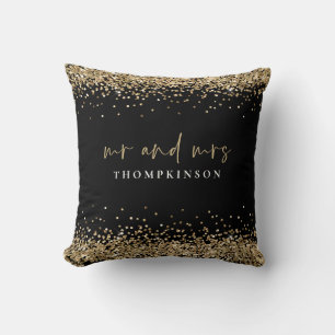 Coussin Elégante Parties scintillant d'or noir Bordures No