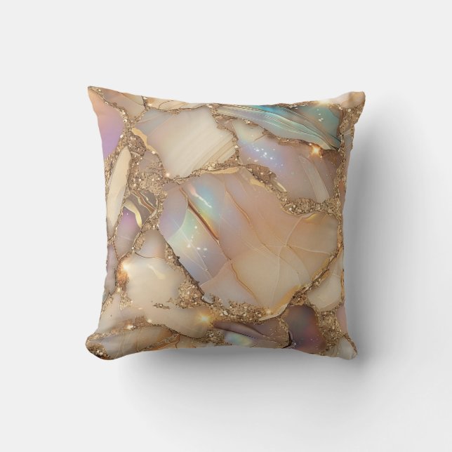 Coussin Élégante Parties scintillant holographique beige E (Recto)