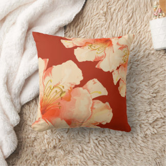 Coussin Elégante Pêche Florale Orange