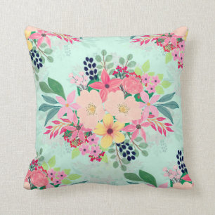 Coussin Elégante peinture à l'aquarelle florale à la me