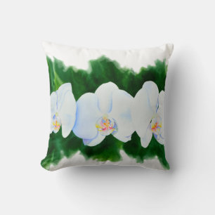 Coussin Elégante peinture d'orchidée aquarelle