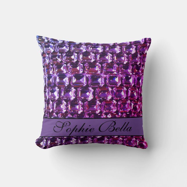 Coussin Elégante pierre violette diamants calligraphie (Recto)